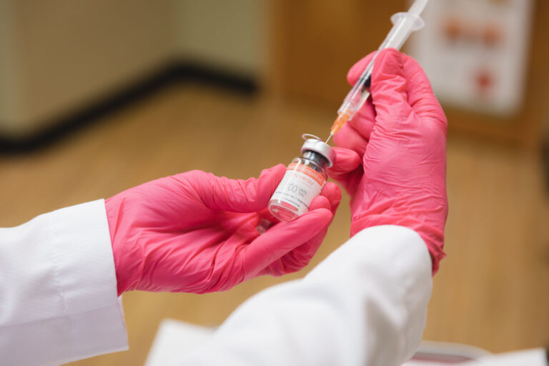 Aesthetic injector prepares Jeuveau at Catara Med Spa in Algonquin, IL. Wrinkle-smoothing neuromodulator drawn into syringe for facial rejuvenation.