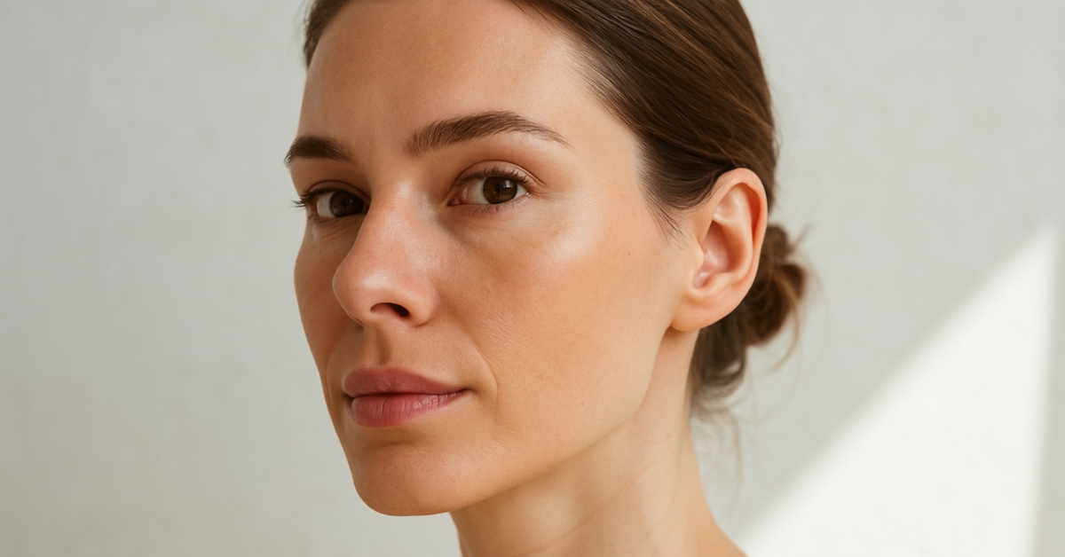 Close-up of a woman’s defined jawline after Botox for jawline slimming at Catara Med Spa.