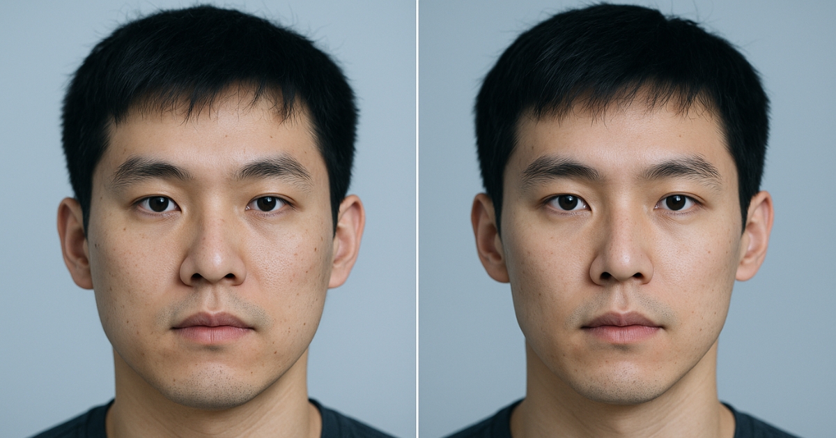 Before and after Masseter Botox treatment at Catara Med Spa showing jawline slimming and facial contouring.