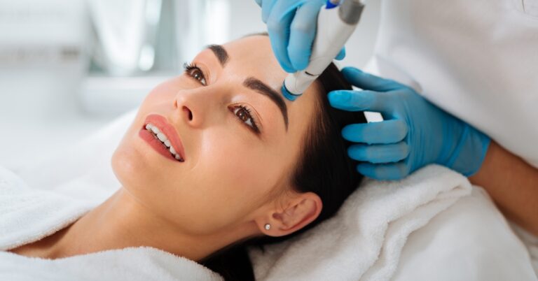 Client receiving a HydraFacial treatment for deep cleansing, hydration, and glowing skin at Catara Med Spa.